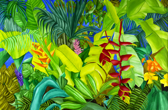 Floriations - Banana Leaves, Ferns, Seagrape plants, and Tropical Flowers
